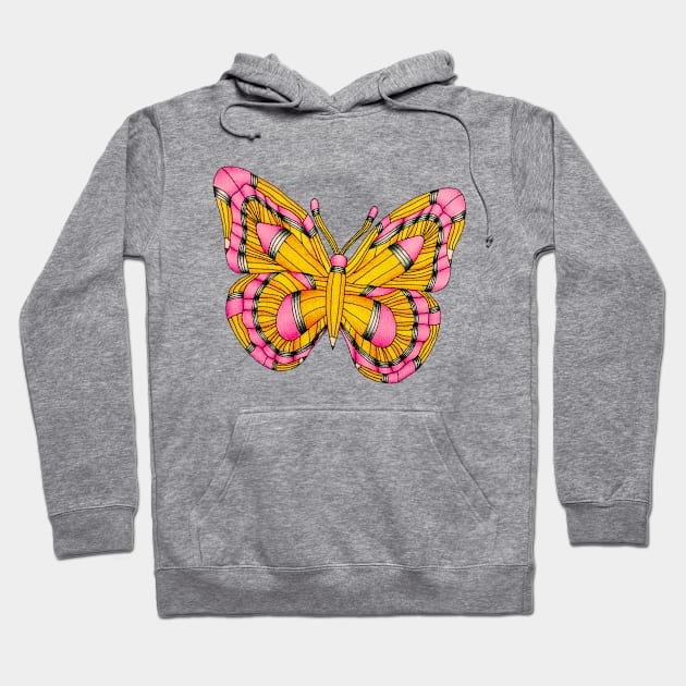 Pencil Butterfly Drawing Hoodie by Destination Creativity